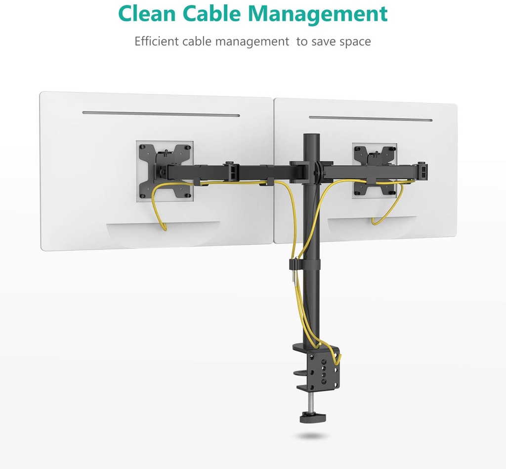 WALI (WL-M002) Soporte doble para 2 monitores LCD., Negro