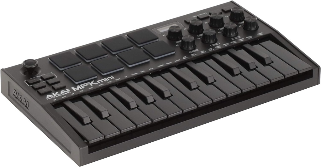 AKAI Professional MPK Mini MK3 - 25 Key USB MIDI Keyboard Controller With 8 Backlit Drum Pads, 8 Knobs and Music Production Software included (Black)