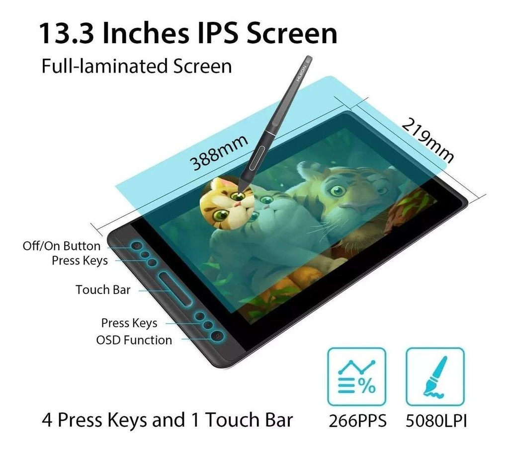 Tablet De Dibujo Grafico Huion Kamvas Pro 13