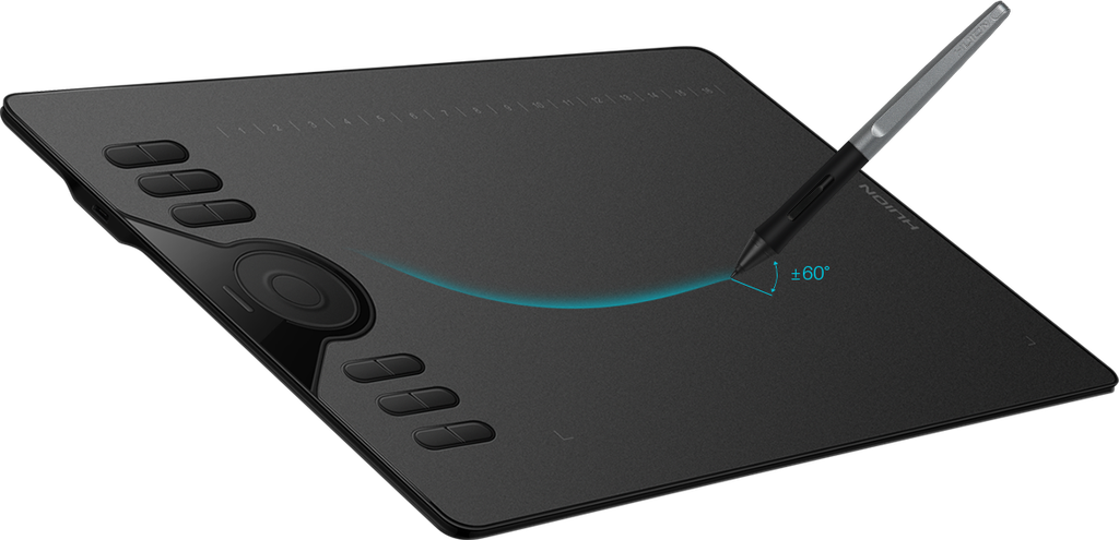 Huion HS610 Graphics Drawing Tablet with Touch Ring and 28 Express Keys, Battery-Free Stylus, 8192 Pressure Sensitivity