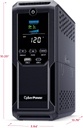 CyberPower CP1500AVRLCD3 Sistema UPS LCD inteligente, 1500VA/900W, 12 tomas, 2 puertos USB, AVR, mini torre, negro