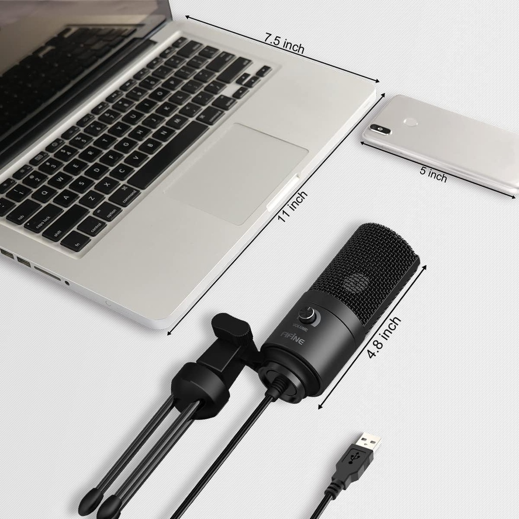 Microfono FIFINE K669B USB De Condensador Cardioide Para PC, PS4, Mac - Para Streaming, Podcast, Twitch. (BLACK)