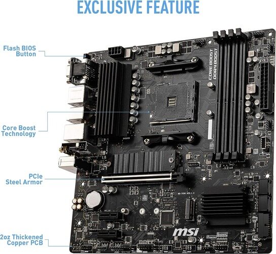 MSI B550M PRO-VDH WiFi ProSeries Placa base (AMD AM4, DDR4, PCIe 4.0, SATA 6Gb/s, M.2, USB 3.2 Gen 1, Wi-Fi, D-SUB/HDMI/DP, Micro-ATX)