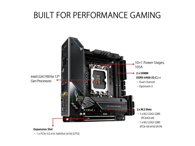 Tarjeta Madre ASUS ROG Strix Z690-I Gaming WiFi 6E LGA 1700 (Intel® 12th&amp;13th Gen) mini-ITX gaming motherboard
