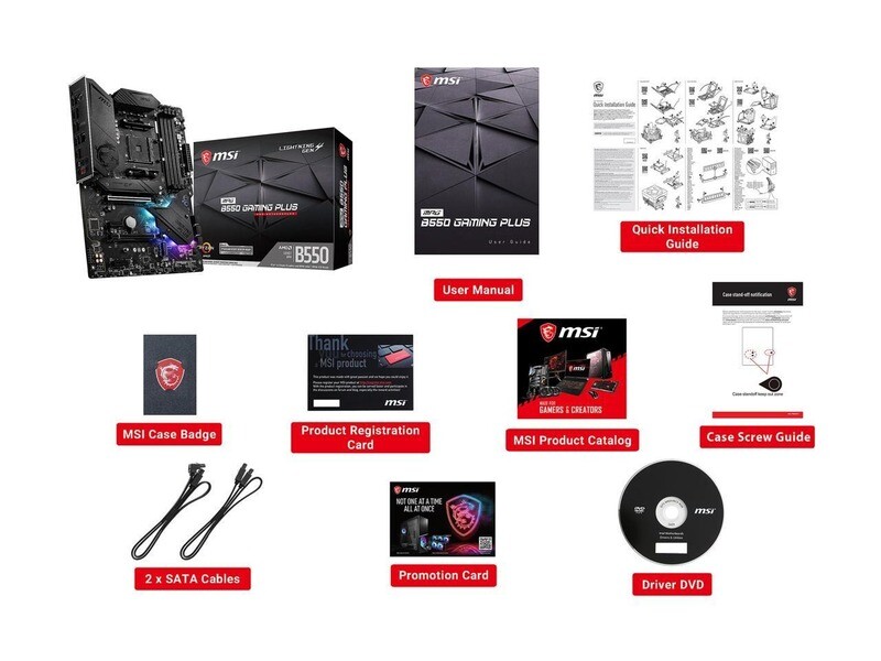 Tarjeta Madre MSI MPG B550 GAMING PLUS AM4 AMD B550 SATA 6Gb/s USB 3.0 ATX AMD Motherboard