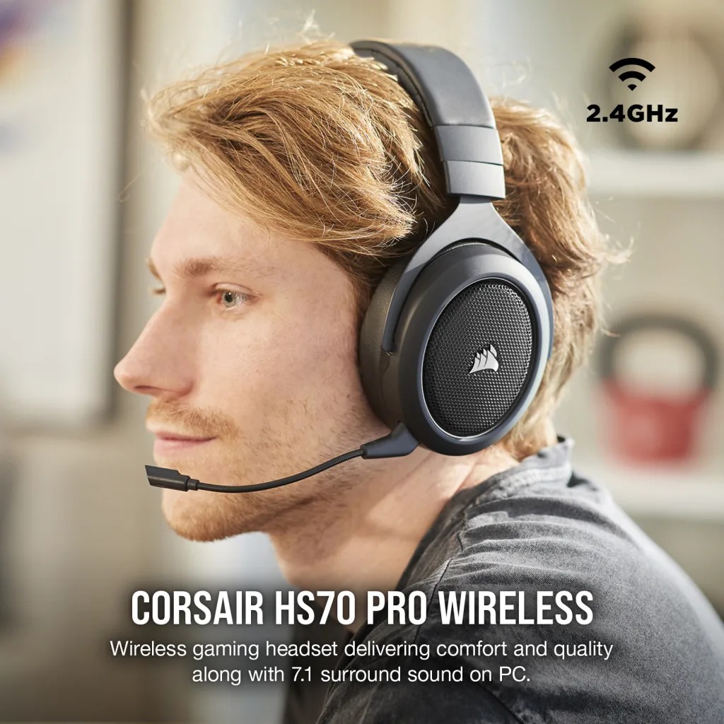 Audifonos Corsair HS70 Pro Inalambricos - Carbon Black - PC, PS5, PS4