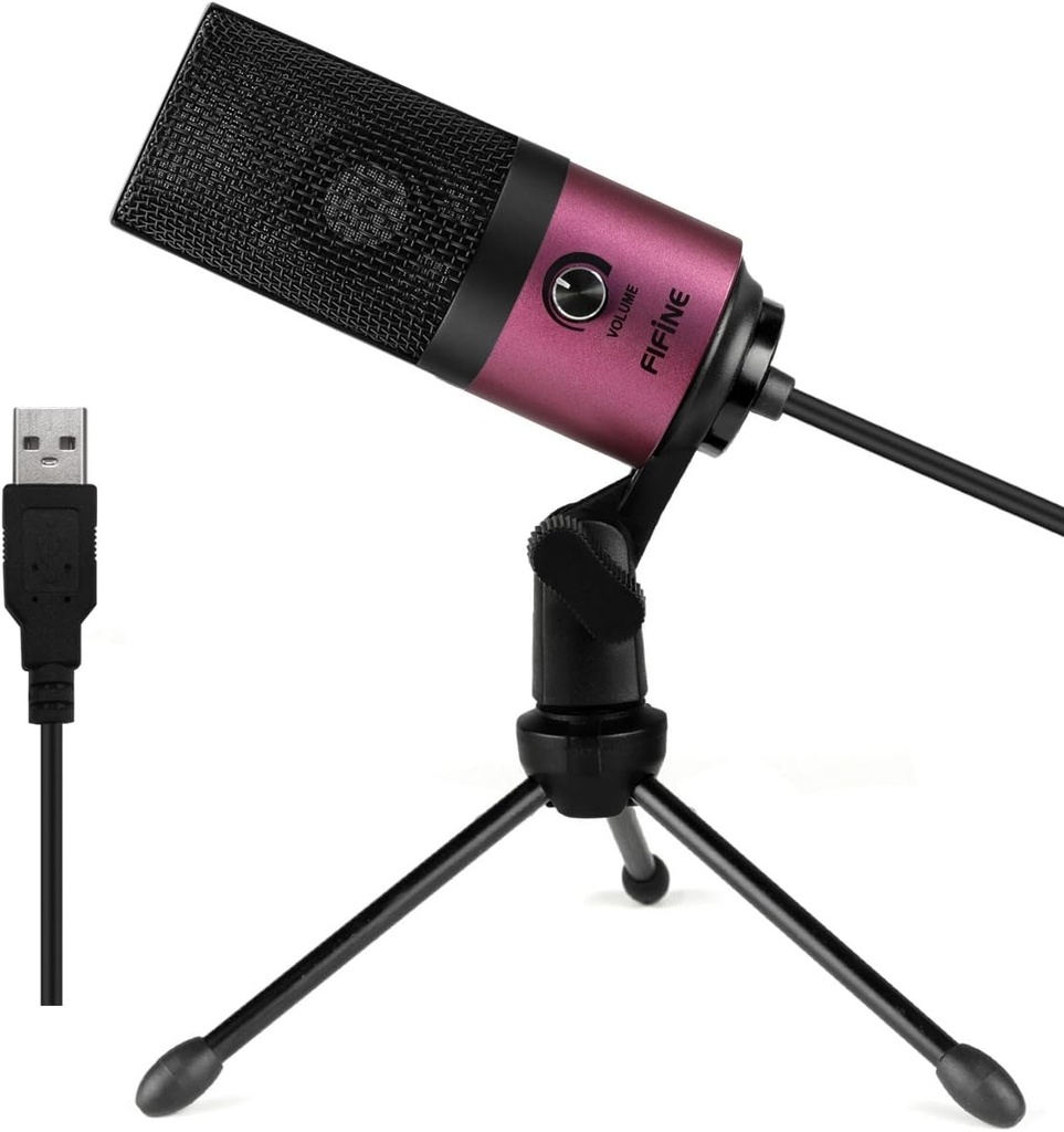FIFINE Grabación de micrófono de condensador de podcast USB en el ordenador portátil, no necesita interfaz de tarjeta de sonido y Phantom Power-K669
