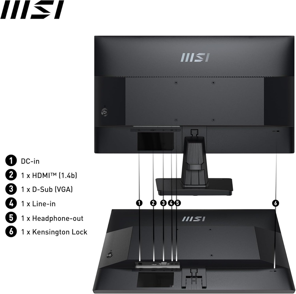 Monitor MSI PRO MP251 24.5-inch IPS 1920 x 1080, 100Hz, HDMI, VGA Port, VESA, Speaker, 1ms, Black