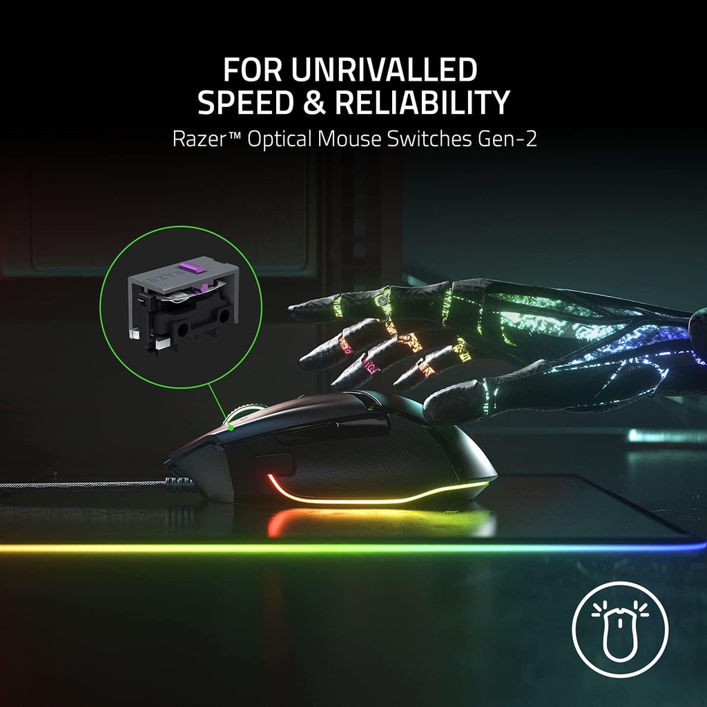Razer Basilisk V3 - Ratón ergonómico personalizable para juegos: el interruptor de mouse para juegos más rápido - Iluminación Chroma RGB - Sensor óptico de 26K DPI - Negro clásico