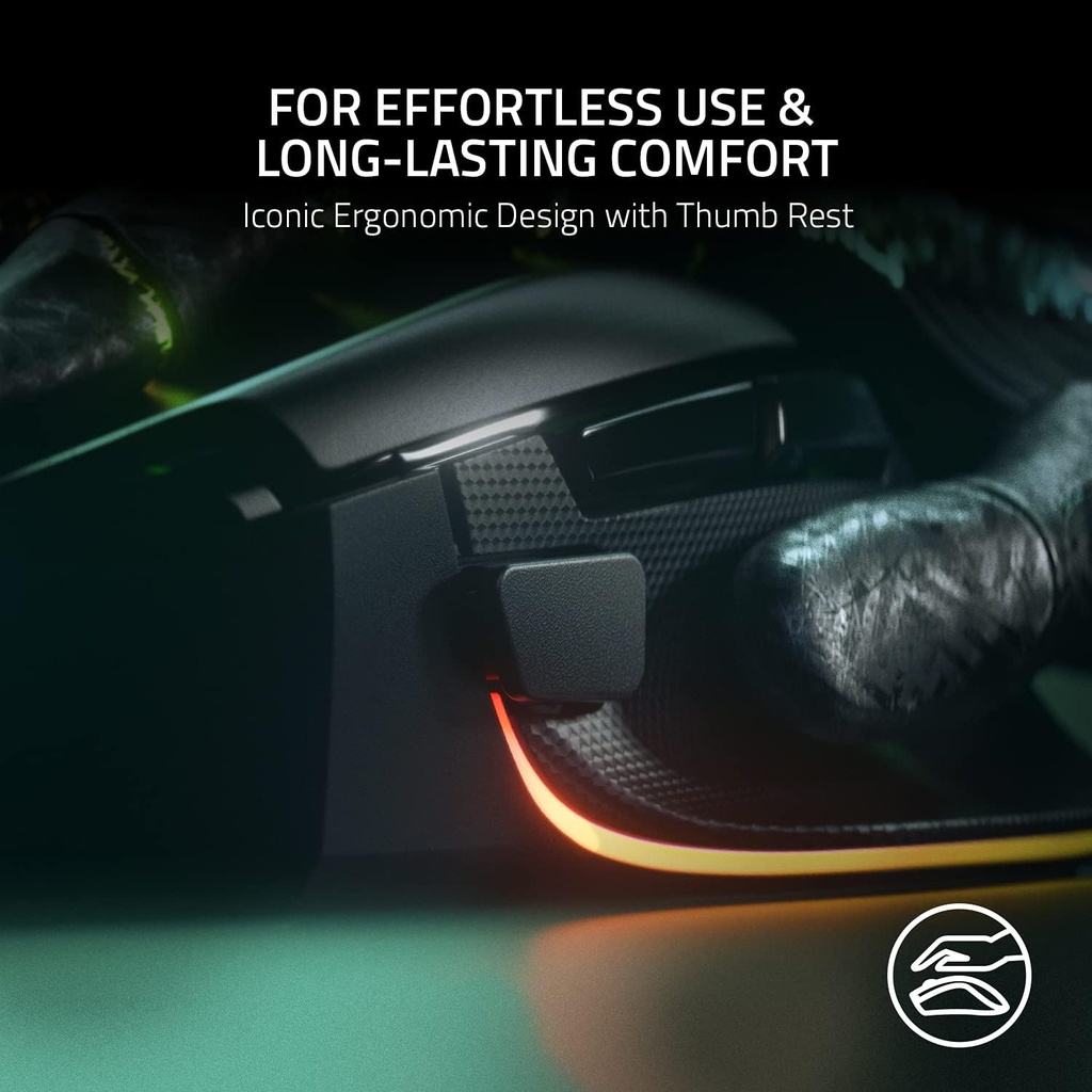 Razer Basilisk V3 - Ratón ergonómico personalizable para juegos: el interruptor de mouse para juegos más rápido - Iluminación Chroma RGB - Sensor óptico de 26K DPI - Negro clásico