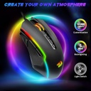 Mouse Gamer Redragon Ranger M910-K cableado - RGB, 8000 DPI ajustable, 9 botones macro programables y botón de fuego, software compatible con teclas DIY
