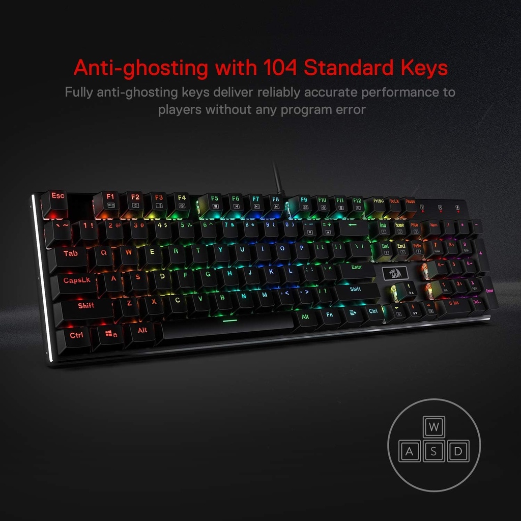 Teclado Redragon Mecanico Devarajas K556 - RGB LED, base de aluminio, 104 teclas estándar