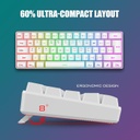 Combo Teclado/Mouse RedThunder - 60% Ligero, ultracompacto 61 teclas con retroiluminación RGB, Mouse 7200 DPI Honeycomb (Blanco)