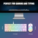 Combo Teclado/Mouse RedThunder - 60% Ligero, ultracompacto 61 teclas con retroiluminación RGB, Mouse 7200 DPI Honeycomb (Blanco)