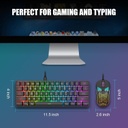 Combo Teclado/Mouse RedThunder - 60% Ligero, ultracompacto 61 teclas con retroiluminación RGB, Mouse 7200 DPI Honeycomb (Negro)