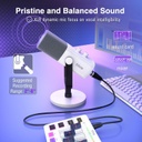 Microfono FIFINE AM8 Blanco - Conexion XLR/USB - Iluminacion RGB - Con Conector para auriculares.
