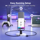 Microfono FIFINE AM8 Blanco - Conexion XLR/USB - Iluminacion RGB - Con Conector para auriculares.