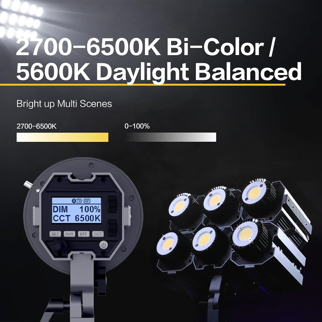 Luz De Video COLBOR - COB CL60 - Potencia 65W, 2700K a 6500K, CRI 97+