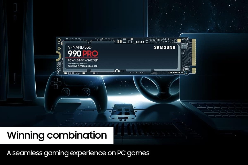 SAMSUNG 990 PRO SSD 2TB PCIe 4.0 M.2 2280 Disco duro interno de estado sólido, velocidades de lectura secuenciales de hasta 7,450 MB/s para estaciones de trabajo de alta gama, computación y juegos,