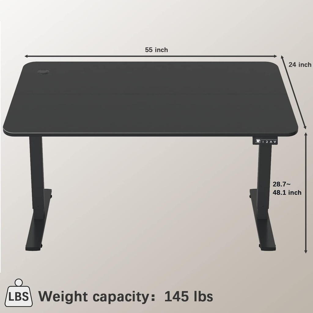 Escritorio Eléctrico Altura Ajustable FURMAX - 55&quot;x24&quot; - Negro ()