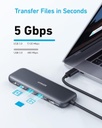 Anker Hub USB-C 332 (5 en 1) con pantalla HDMI 4K, puertos de datos USB-A de 5 Gbps y 2 puertos de datos USB-A de 5 Gbps