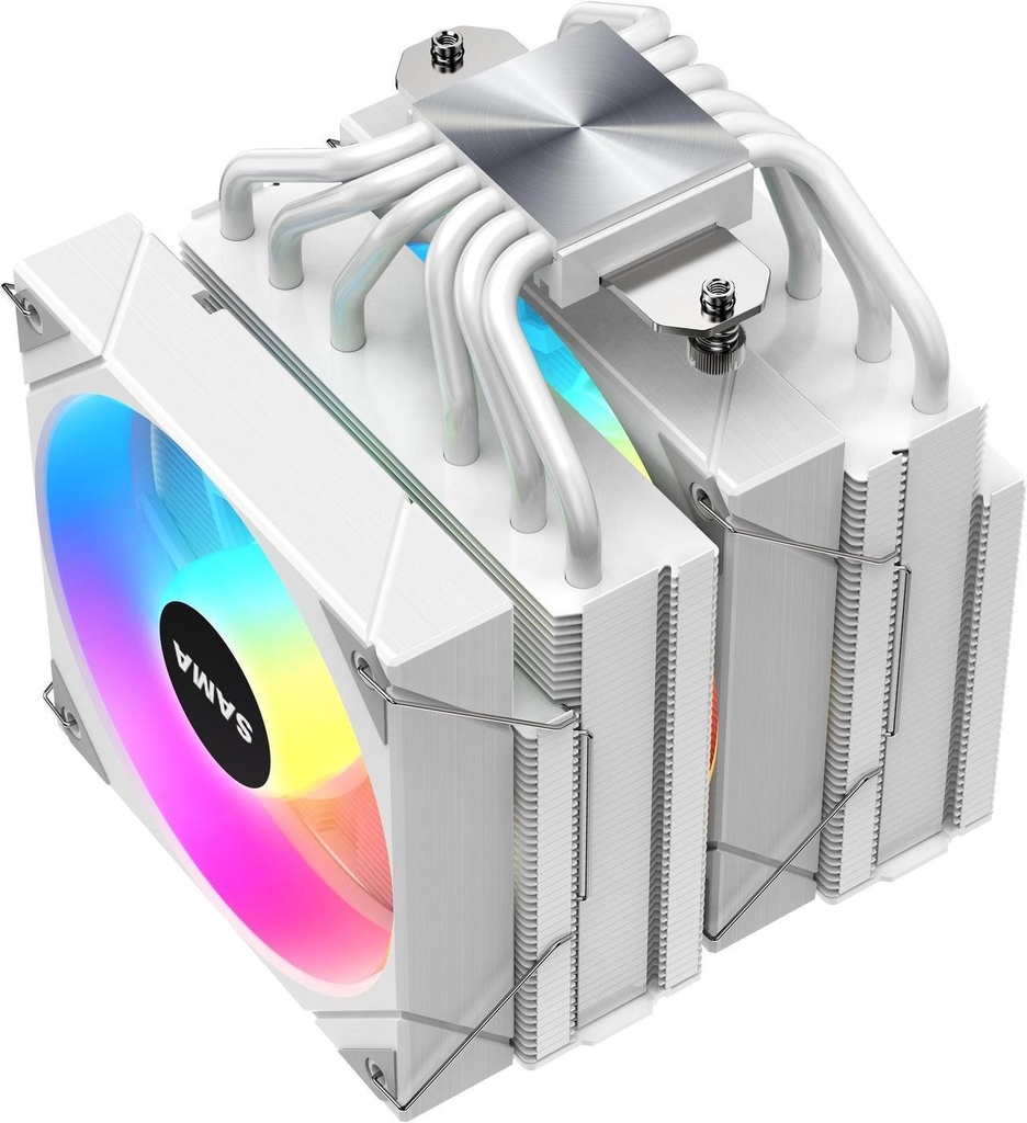 SAMA 6PDW ARGB White CPU Air Cooler 120mm Cooling Fan Addressable RGB Aluminum PC CPU Heatsink for Intel 