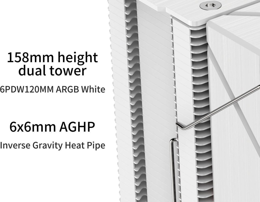 SAMA 6PDW ARGB White CPU Air Cooler 120mm Cooling Fan Addressable RGB Aluminum PC CPU Heatsink for Intel 