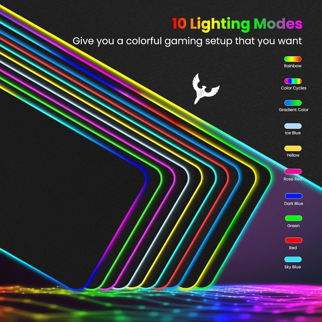 Tapete para mouse para videojuegos RGB, suave, extraextendida, base de goma antideslizante, para teclado de computadora, 31.5 x 12 pulgadas de Blade Hawks