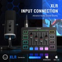 FIFINE Mezclador de audio para juegos, mezclador de PC RGB para streaming con interfaz de micrófono XLR, control individual, atenuador de volumen, botón de silencio, alimentación fantasma de 48 V,
