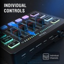 FIFINE Mezclador de audio para juegos, mezclador de PC RGB para streaming con interfaz de micrófono XLR, control individual, atenuador de volumen, botón de silencio, alimentación fantasma de 48 V,