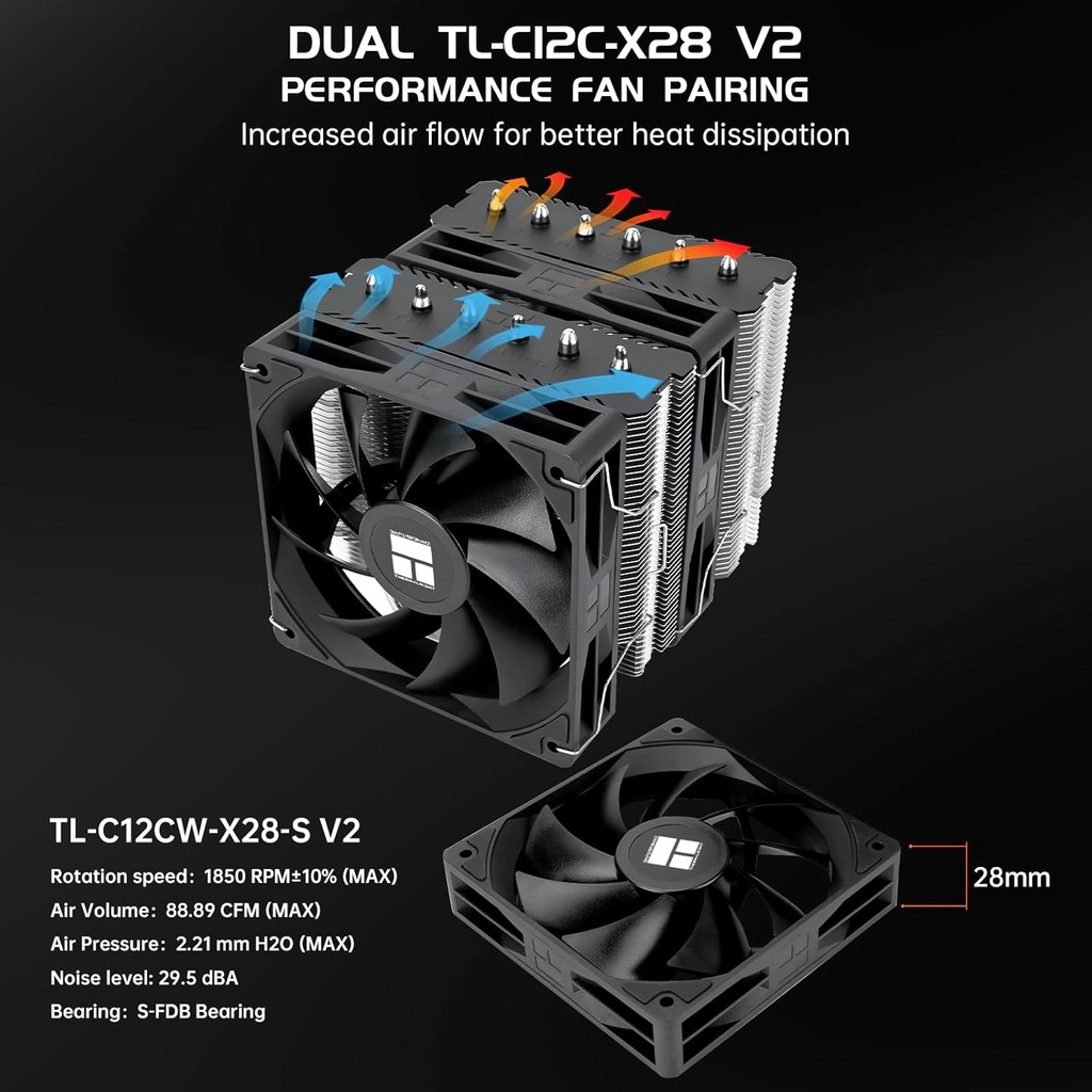 Thermalright Peerless Assassin 120 SE ARGB V2 CPU Air Cooler - 6 Heat Pipes AGHP GEN 5.0 Technology | 1850RPM PWM 120mm Fans, for Intel 1851/1700/115X/1200, AMD AM4/AM5 | Black