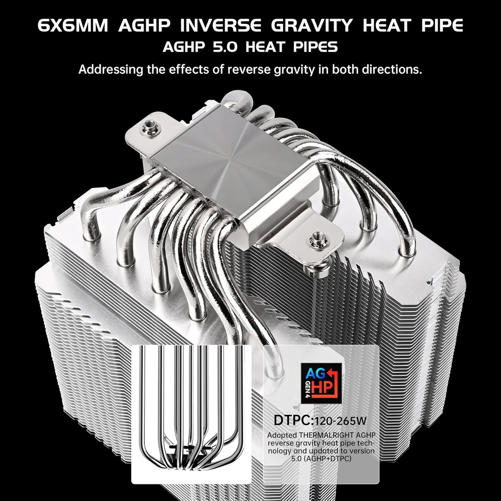 Thermalright Peerless Assassin 120 SE ARGB V2 CPU Air Cooler - 6 Heat Pipes AGHP GEN 5.0 Technology | 1850RPM PWM 120mm Fans, for Intel 1851/1700/115X/1200, AMD AM4/AM5 | Black