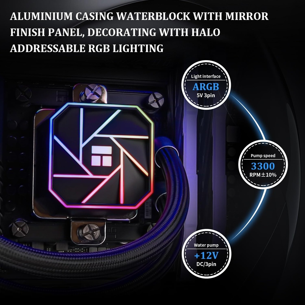 Thermalright Aqua Elite 240 V3 Aio Enfriador de CPU, 240 filas de refrigeración líquida, ventiladores ARGB PWM para Intel LGA1150/1151/1155/1156/1200/2011/1700, AMD: AM4/AM5, enfriador de PC Aio