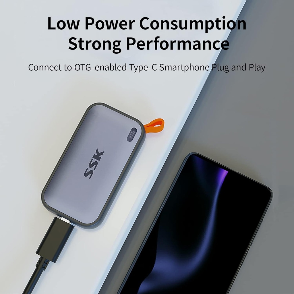 SSK Unidades de estado sólido externas SSD portátiles de 2 TB, hasta 1050 MB/s USB C SSD Disco duro externo USB 3.2 Gen2 para iPhone 15/Pro, Windows, Mac, teléfonos Android y tabletas