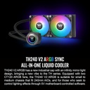 Thermaltake TH240 ARGB Sync V2 - Enfriador líquido de CPU/Enfriamiento líquido ALO/ventilador 4.724 in*2/PWM 500 ~ 2000 RPM/bloque de agua espejo/MB ARGB Sync Control, CL-W361-PL12SW-A, negro