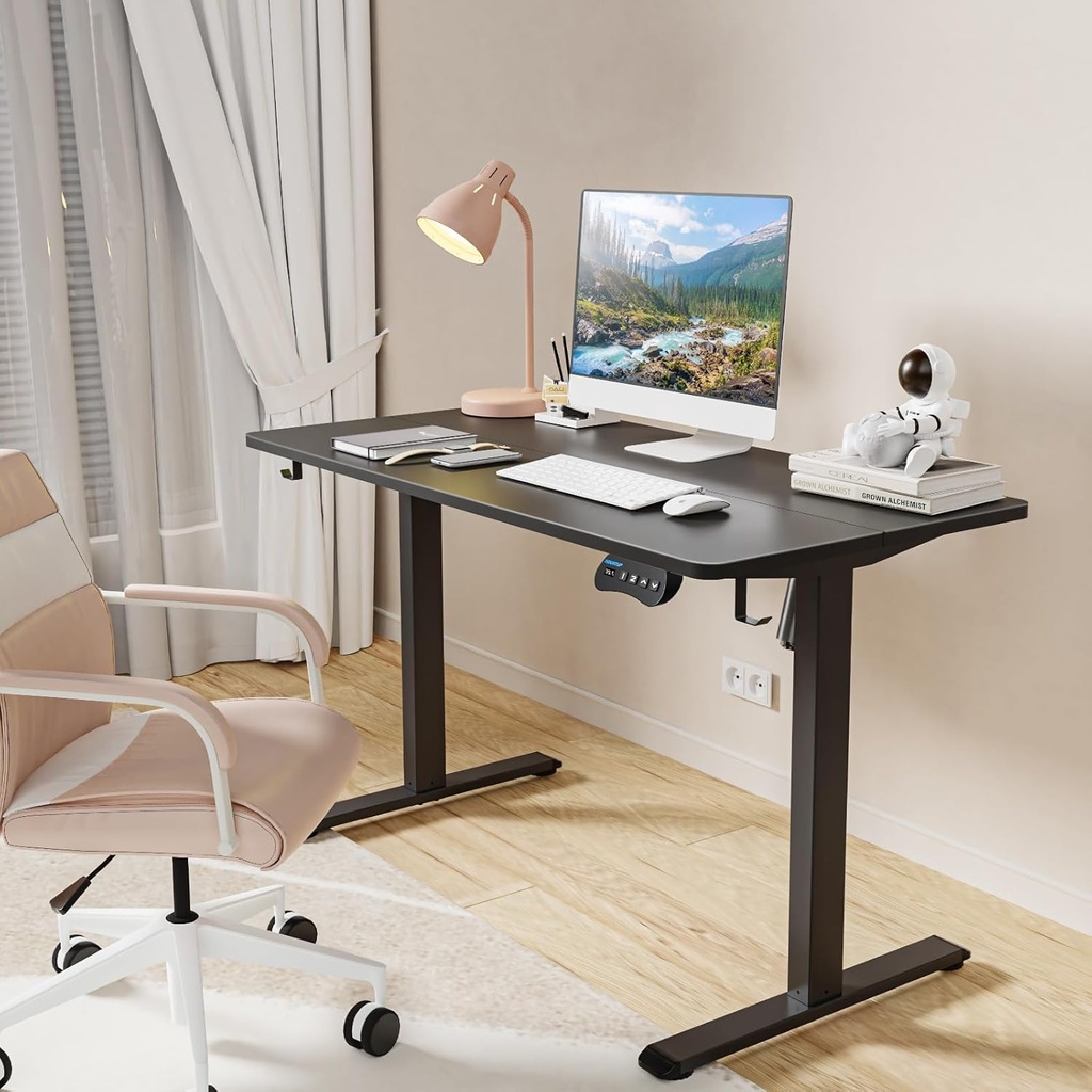 MOUNTUP Escritorio eléctrico de pie ajustable en altura, escritorio de pie de 55 x 28 pulgadas con controlador de memoria, escritorio ergonómico de pie para oficina en casa con tablero de empalme,