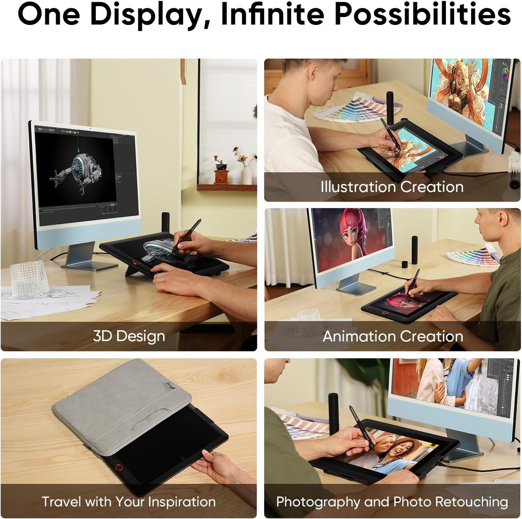 XPPen - Tableta de dibujo mejorada Artist13.3 Pro V2 con pantalla, 16384 Pen Pressure X3 Pro Stylus Pen Display, 99% sRGB Full Laminated AG Tablet gráfica con soporte, esfera roja, 8 teclas de acceso