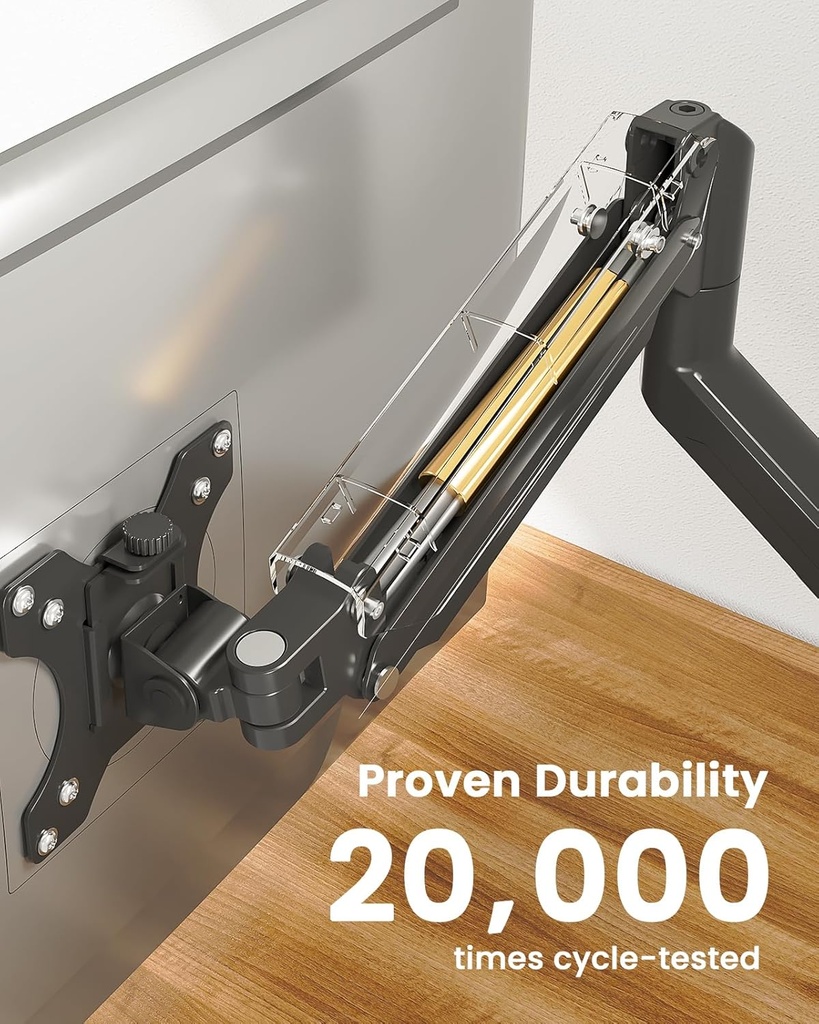 ErGear Brazo de monitor único para pantallas de 13 a 34 pulgadas, soporte de monitor de resorte de gas ajustable con capacidad para hasta 22 libras, soporte de monitor de computadora con soporte VESA