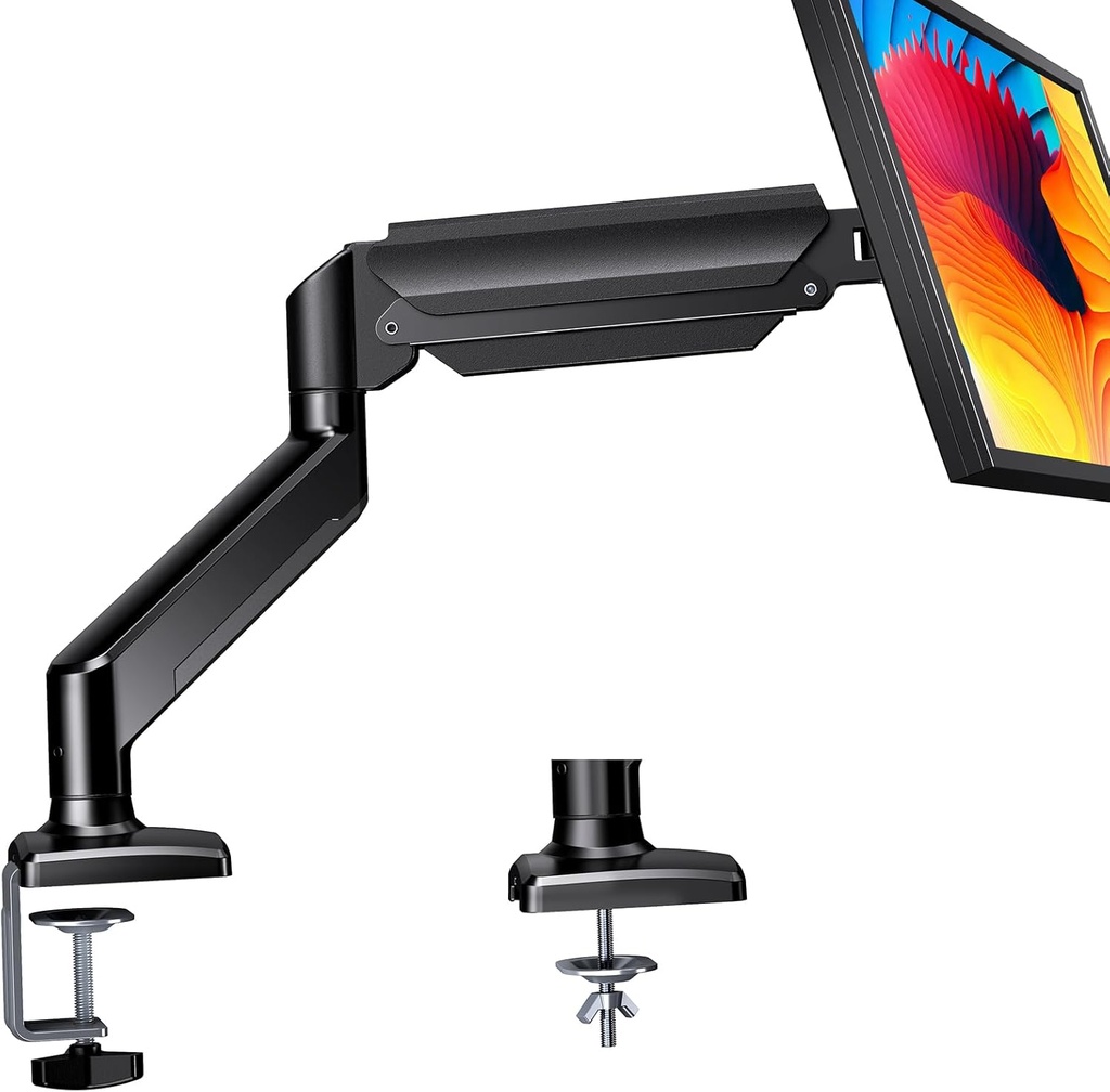 ErGear Brazo de monitor único para pantallas de 13 a 34 pulgadas, soporte de monitor de resorte de gas ajustable con capacidad para hasta 22 libras, soporte de monitor de computadora con soporte VESA