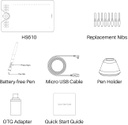 Huion HS610 Graphics Drawing Tablet with Touch Ring and 28 Express Keys, Battery-Free Stylus, 8192 Pressure Sensitivity