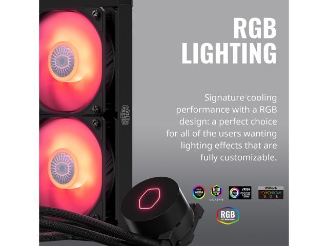CoolerMaster MasterLiquid ML240L RGB V2, Close-Loop AIO CPU Liquid Cooler, 240 Radiator, Dual SickleFlow 120mm, RGB Lighting, 3rd Gen Dual Chamber Pump for AMD Ryzen/Intel LGA1200/1151