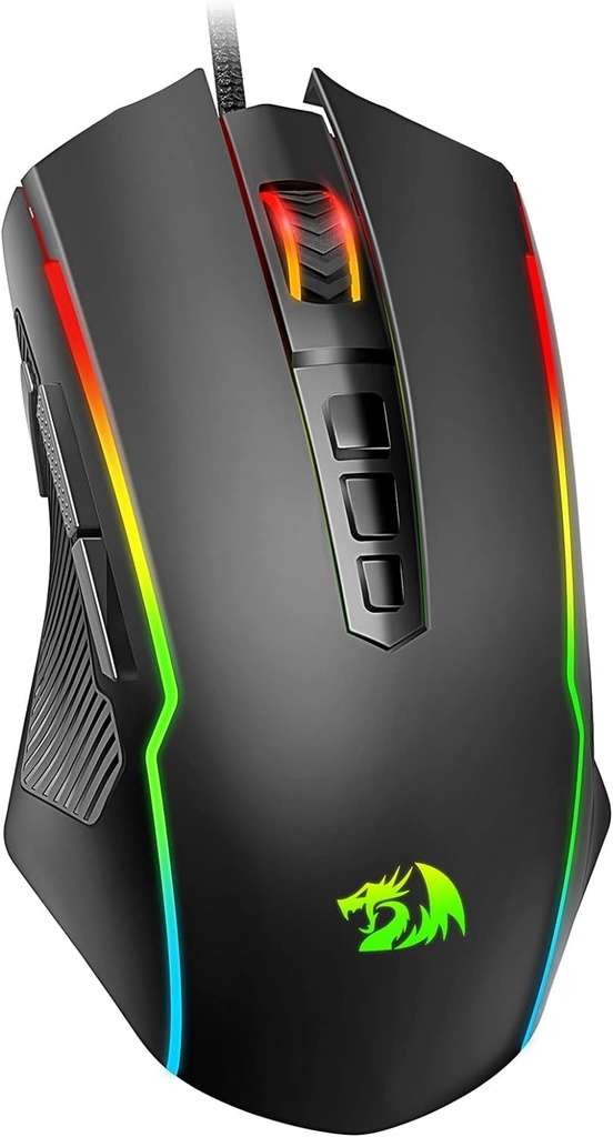 Mouse Gamer Redragon Ranger M910-K cableado - RGB, 8000 DPI ajustable, 9 botones macro programables y botón de fuego, software compatible con teclas DIY