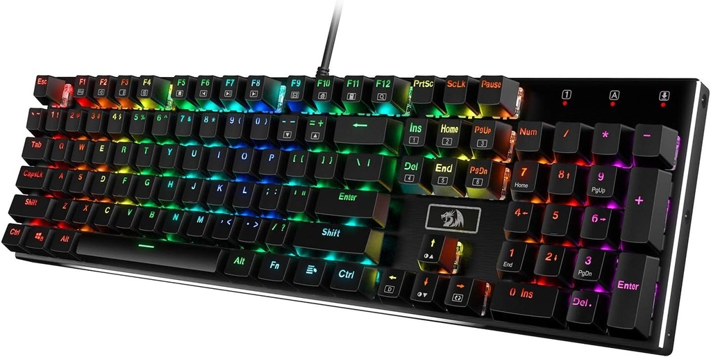 Teclado Redragon Mecanico Devarajas K556 - RGB LED, base de aluminio, 104 teclas estándar