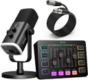 FIFINE Paquete de equipos de juego, juego de micrófono dinámico XLR/USB para juegos con mezclador de audio para grabación de podcasts, video vocal, juego de jugadores RGB con atenuador de