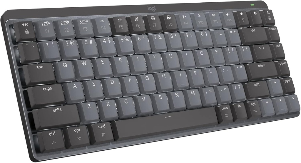 Logitech MX Mechanical Mini - Inalámbrico para Mac, teclas perfil bajo táctiles silenciosas, Gris Plomo (renovado)