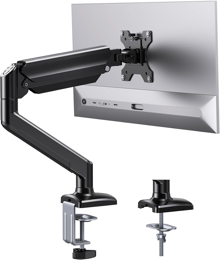 ErGear Brazo de monitor único para pantallas de 13 a 34 pulgadas, de gas ajustable con capacidad para hasta 22 libras.