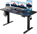 HUANUO - Escritorio eléctrico de pie de 55 x 24 pulg, altura ajustable, 4 ajustes de memoria, gancho p/auriculares, administrador de cables, p/oficina en casa y estación de trabajo de PC, negro