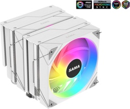 [DSPD-00009450] Disipador SAMA 6PDW ARGB White CPU Air Cooler 120mm Cooling Fan Addressable RGB Aluminum