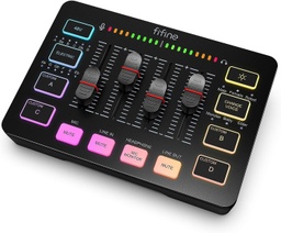 [ADIO-00009458] Mezclador de audio FIFINE para juegos, streaming con interfaz de micrófono XL Ralimentación fantasma de 48 V,