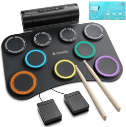 [ADIO-00009473] Juego de batería electrónica Donner - 9 almohadillas eléctricas - altavoz integrado DED-20(SE)